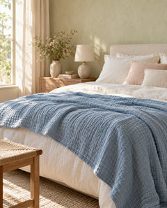 The Cherish Company — AltiCoddle™ Premium Extra-Thick Muslin Blanket in Blue