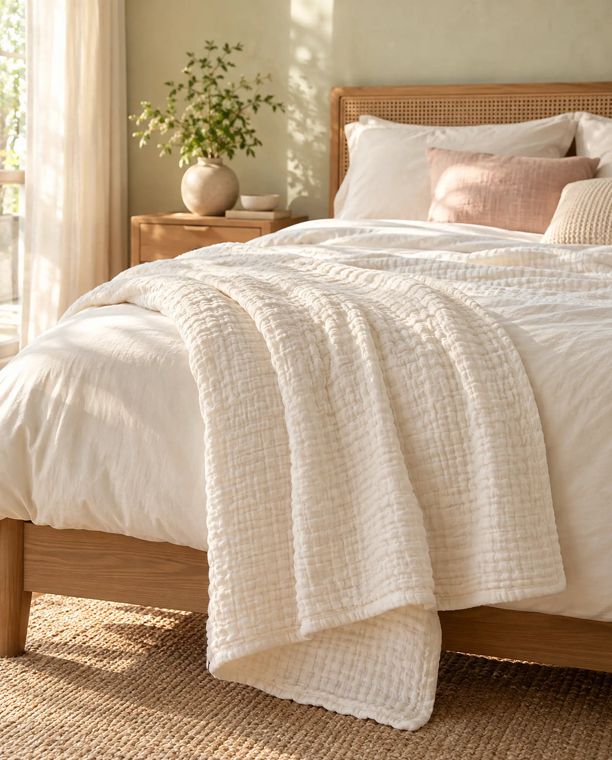 The Cherish Company — AltiCoddle™ Premium Extra-Thick Muslin Blanket in White