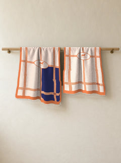 The Cherish Company — Bold Geometric Cotton Scarf in Beige Blue