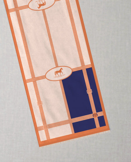 The Cherish Company — Bold Geometric Cotton Scarf in Beige Blue
