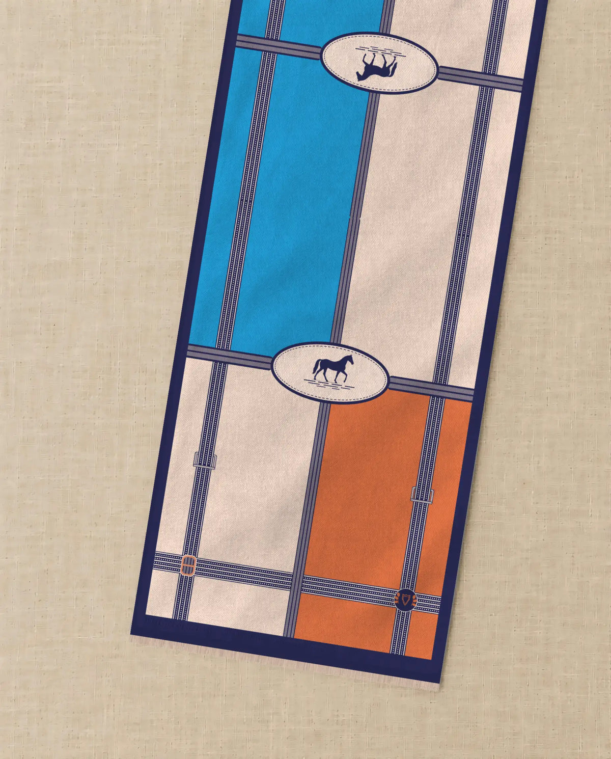 The Cherish Company — Bold Geometric Cotton Scarf in Orange Blue