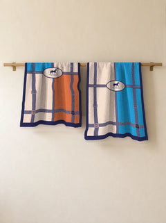 The Cherish Company — Bold Geometric Cotton Scarf in Orange Blue