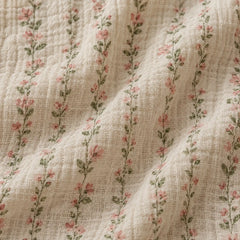 The Cherish Company — Lace-Edged Bow-Waist Muslin Pajamas in Blossom Lines