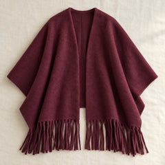 The Cherish Company — Tassel-Trimmed Drape Wrap in Red