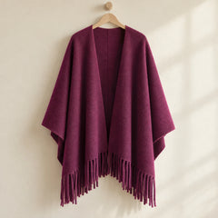 The Cherish Company — Tassel-Trimmed Drape Wrap in Red
