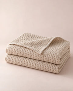 The Cherish Company — LumiBliss™ Cotton Waffle Weave Blanket in Beige