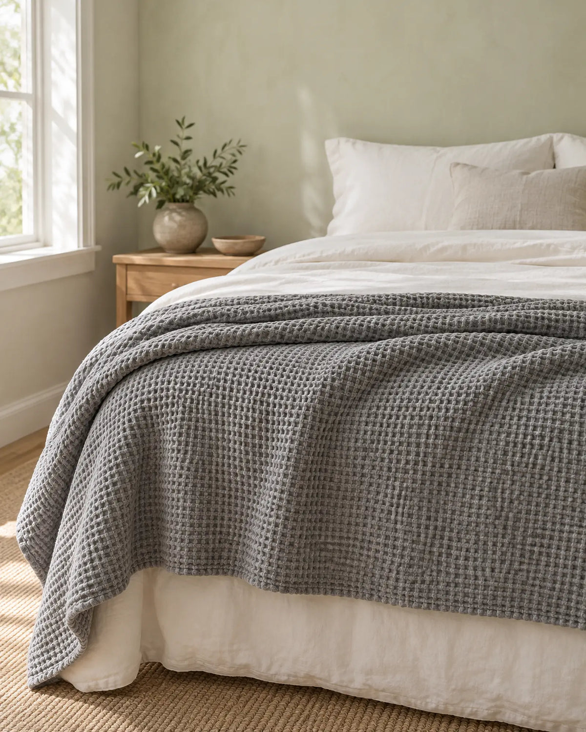 The Cherish Company — LumiBliss™ Cotton Waffle Weave Blanket in Grey