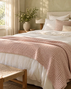 The Cherish Company — LumiBliss™ Cotton Waffle Weave Blanket in Pink