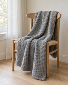 The Cherish Company — LumiBliss™ Cotton Waffle Weave Blanket in Grey