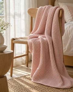 The Cherish Company — LumiBliss™ Cotton Waffle Weave Blanket in Pink