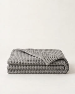 The Cherish Company — LumiBliss™ Cotton Waffle Weave Blanket in Grey