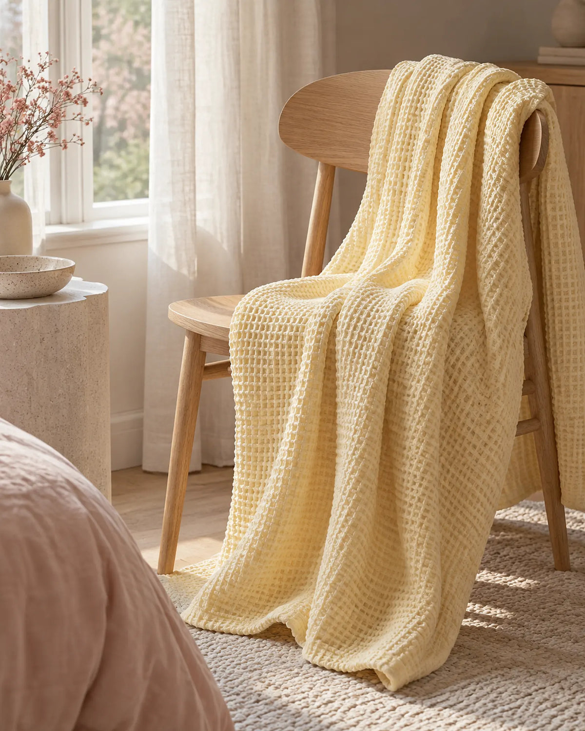 The Cherish Company — LumiBliss™ Cotton Waffle Weave Blanket in Yellow