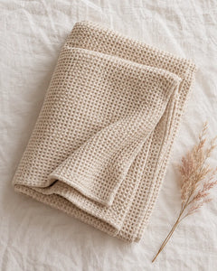 The Cherish Company — LumiBliss™ Cotton Waffle Weave Blanket in Beige