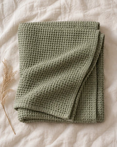 The Cherish Company — LumiBliss™ Cotton Waffle Weave Blanket in Green