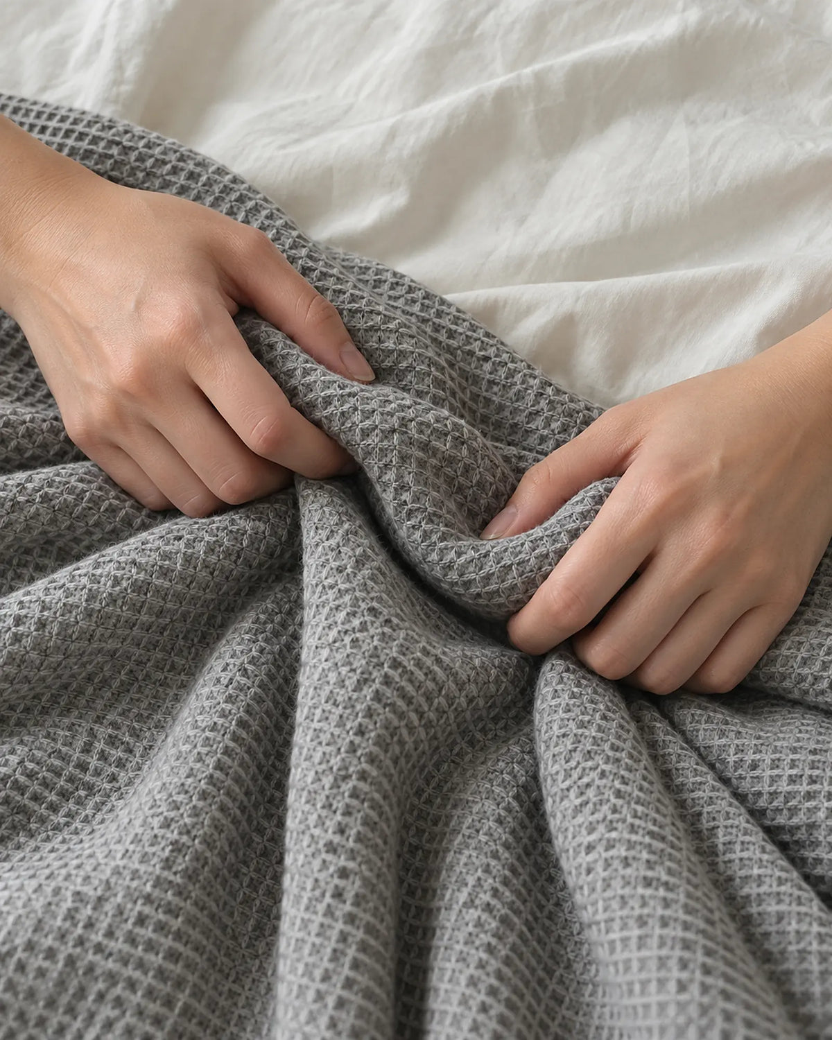 The Cherish Company — LumiBliss™ Cotton Waffle Weave Blanket in Grey