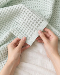 The Cherish Company — LumiBliss™ Cotton Waffle Weave Blanket in Light Green