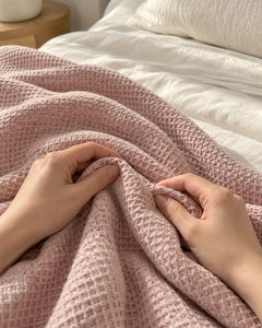 The Cherish Company — LumiBliss™ Cotton Waffle Weave Blanket in Pink