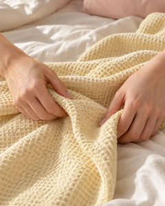 The Cherish Company — LumiBliss™ Cotton Waffle Weave Blanket in Yellow