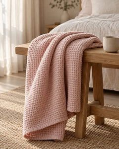 The Cherish Company — LumiBliss™ Cotton Waffle Weave Blanket in Pink